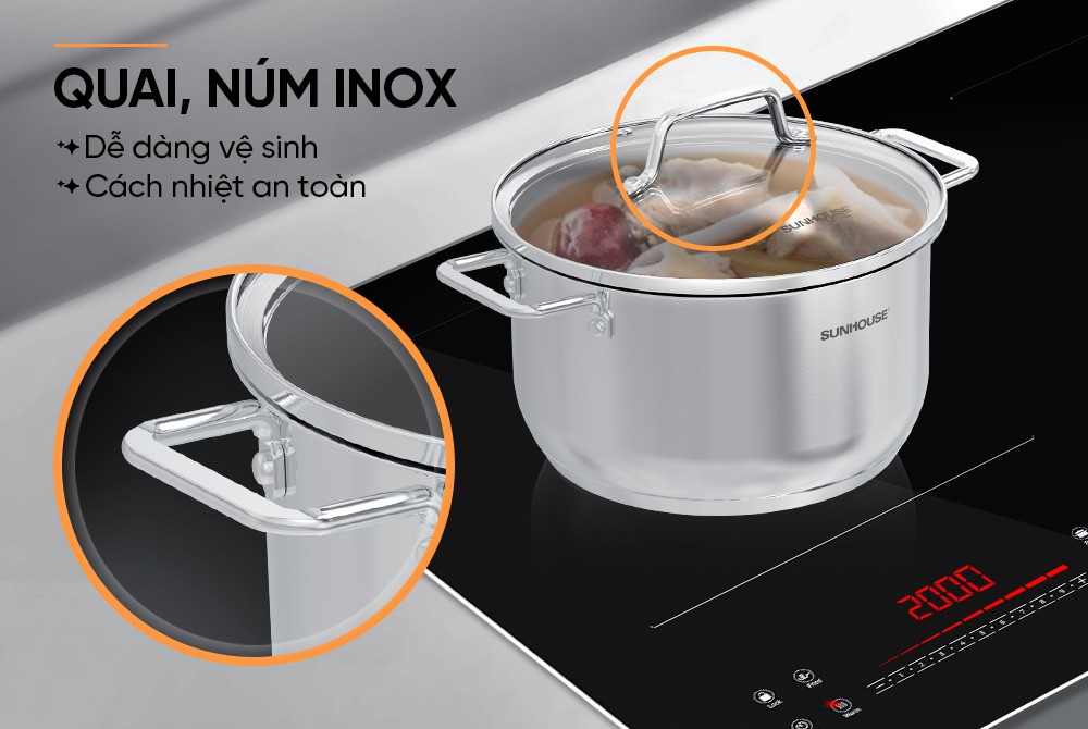 Nồi Inox 304 5 đáy Sunhouse SHG602-16