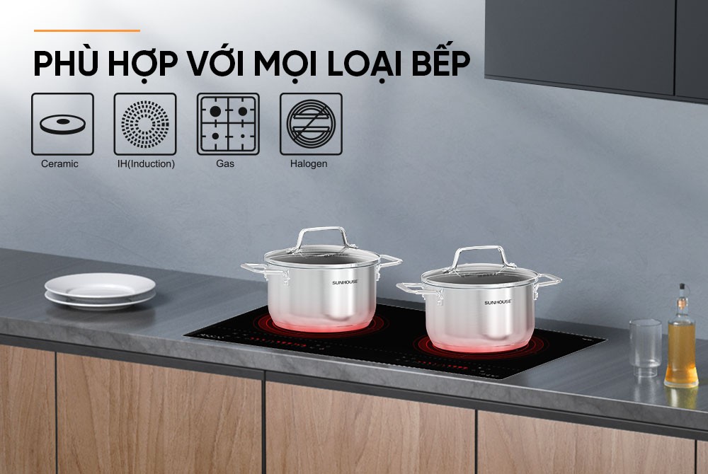 Nồi Inox 304 5 đáy Sunhouse SHG602-24