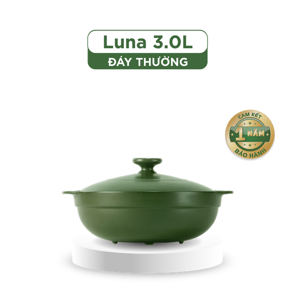 Nồi dưỡng sinh sứ Minh Long Healthycook Luna (Nồi cạn) 3.0 L + nắp (CK) (bếp từ)