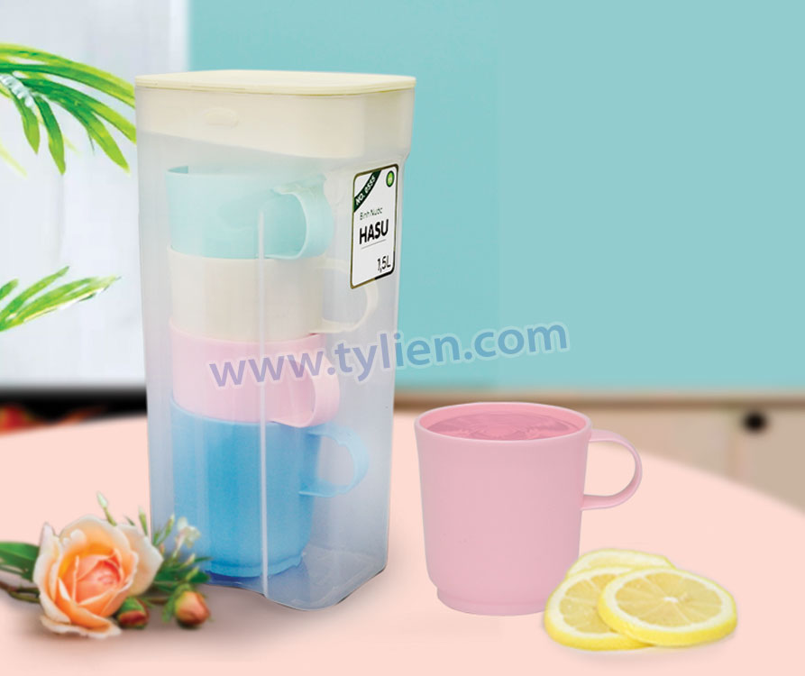 Bộ bình nước Hasu vuông nhựa Tý Liên No.0555