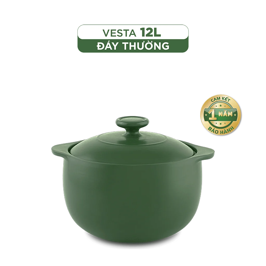 Nồi dưỡng sinh sứ Minh Long Healthycook Vesta (Nồi tròn cao) 12 L + nắp