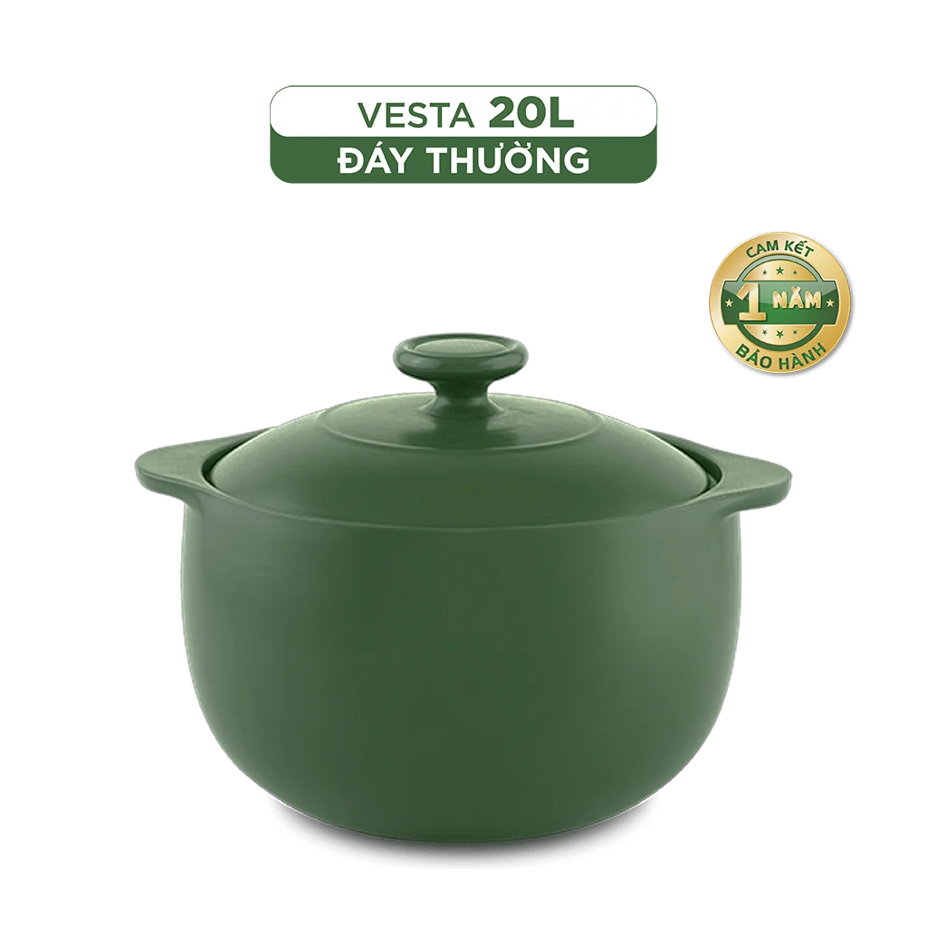 Nồi dưỡng sinh sứ Minh Long Healthycook Vesta (Nồi tròn cao) 20 L + nắp