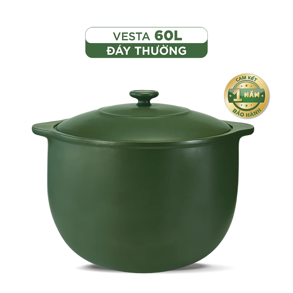 Nồi dưỡng sinh sứ Minh Long Healthycook Vesta (Nồi tròn cao) 60 L + nắp