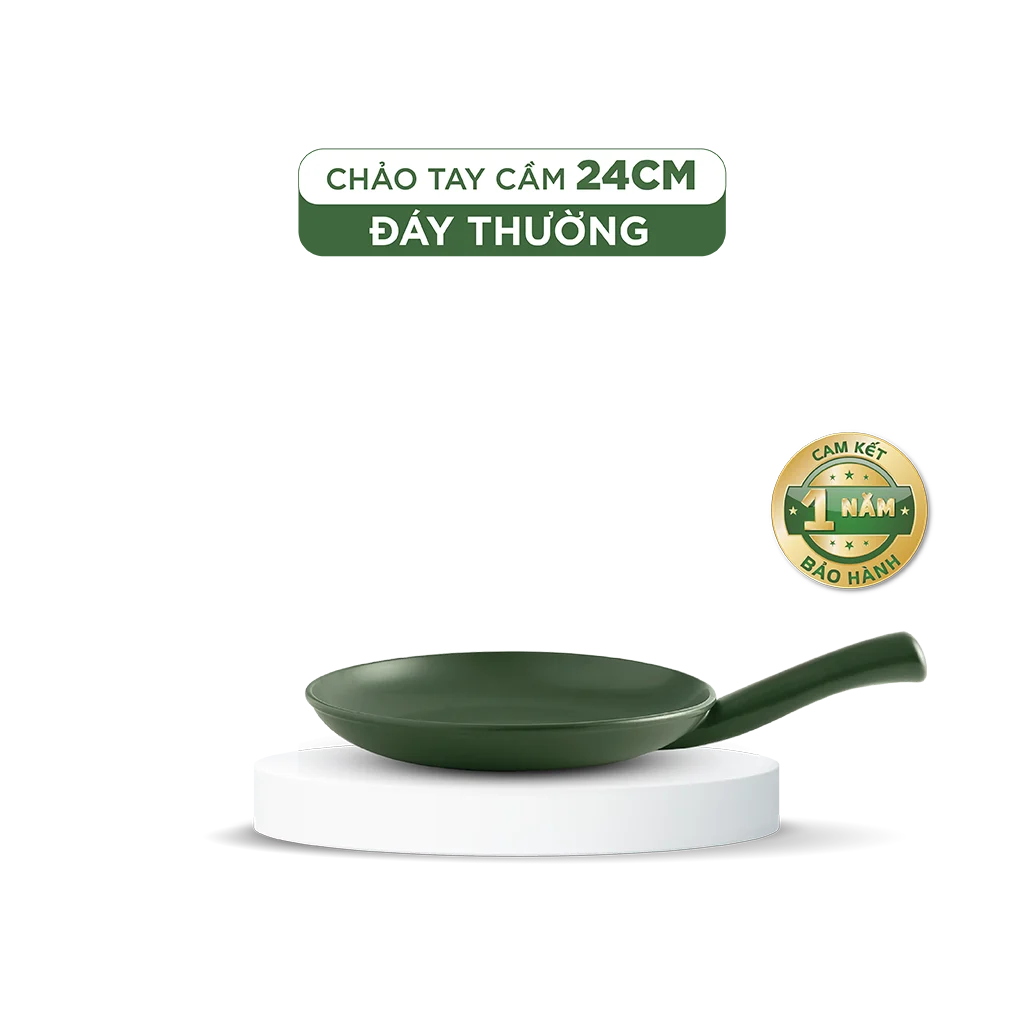 Chảo tay cầm dưỡng sinh sứ Minh Long Healthycook 24 cm (CK)