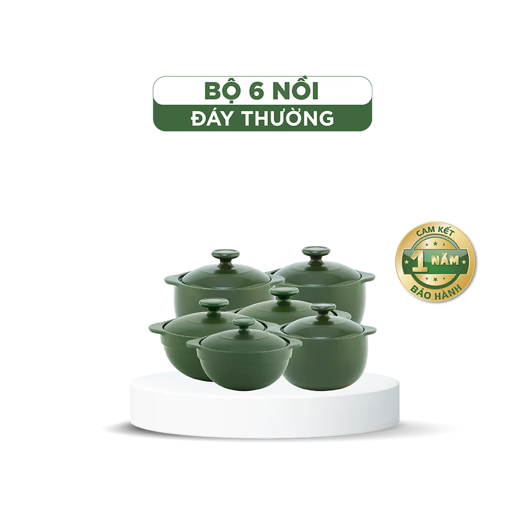 Combo 6 nồi dưỡng sinh sứ Minh Long Healthycook (0.35/0.4/2 0.55/ 2 0.85)