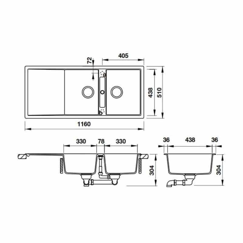 Chậu đá Hafele HS20-GKD2S80
