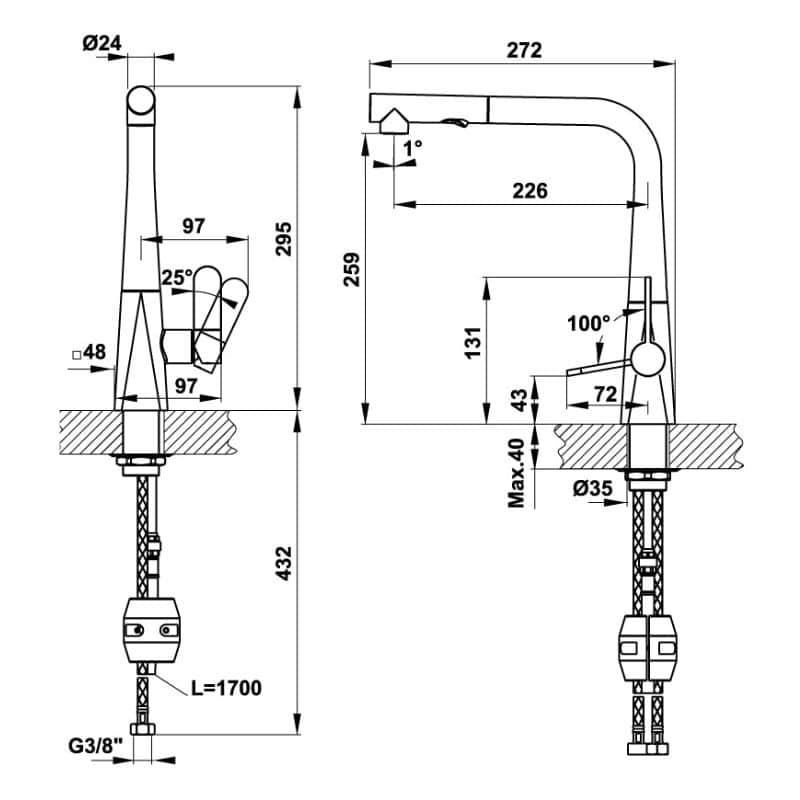 Vòi chậu rửa chén bát Hafele HYDROS HT20-CH1P259