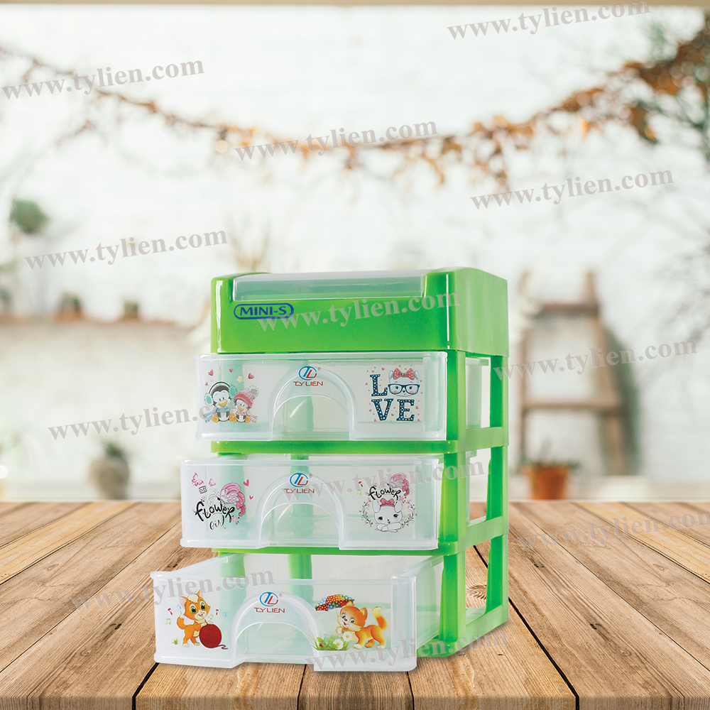 Tủ Nhựa Mini S Trắng Trong 4 Ngăn nhựa Tý Liên No.0723