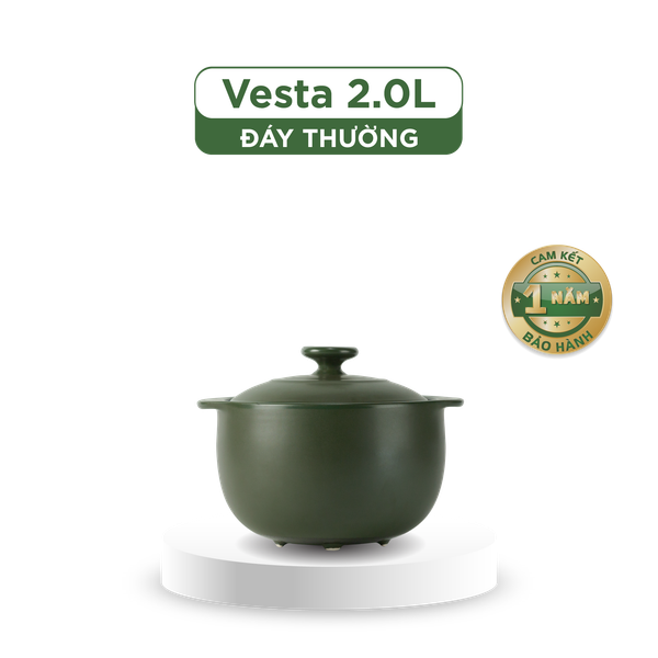 Nồi dưỡng sinh sứ Minh Long Healthycook Vesta (Nồi tròn cao) 2.0 L + nắp (CK) (bếp từ)