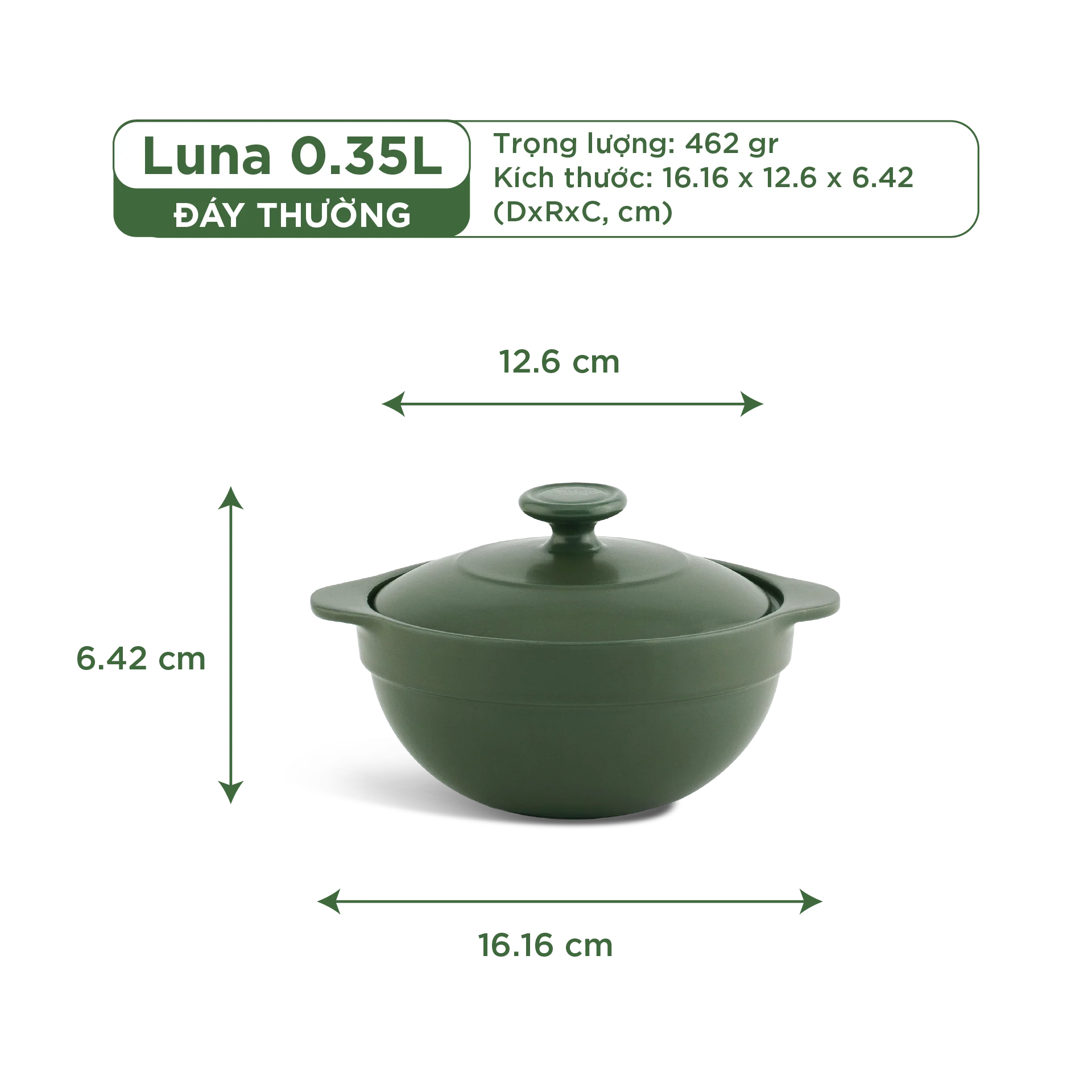 Nồi dưỡng sinh sứ Minh Long Healthycook Luna (Nồi cạn) 0.35 L + nắp