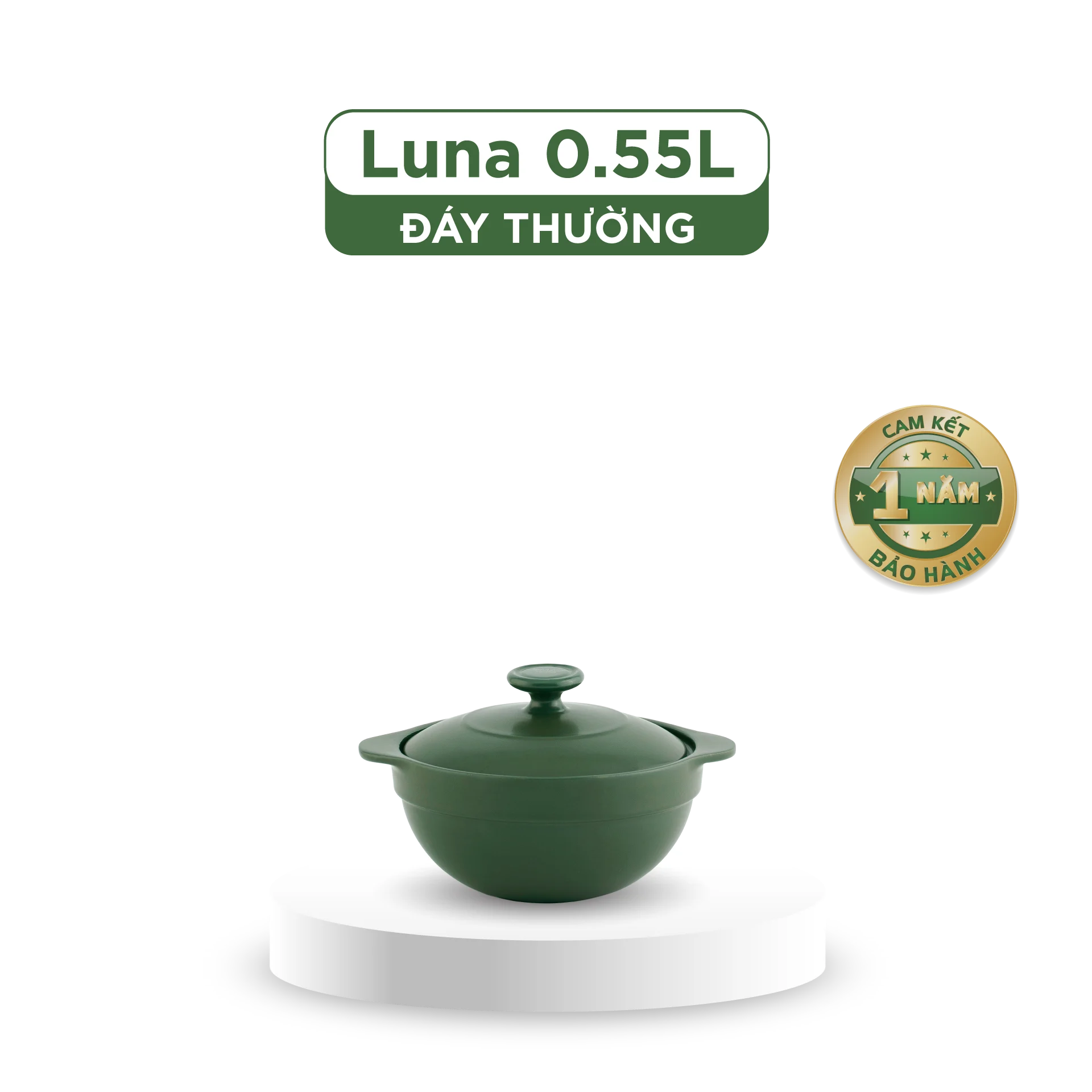 Nồi dưỡng sinh sứ Minh Long Healthycook Luna (Nồi cạn) 0.55 L + nắp