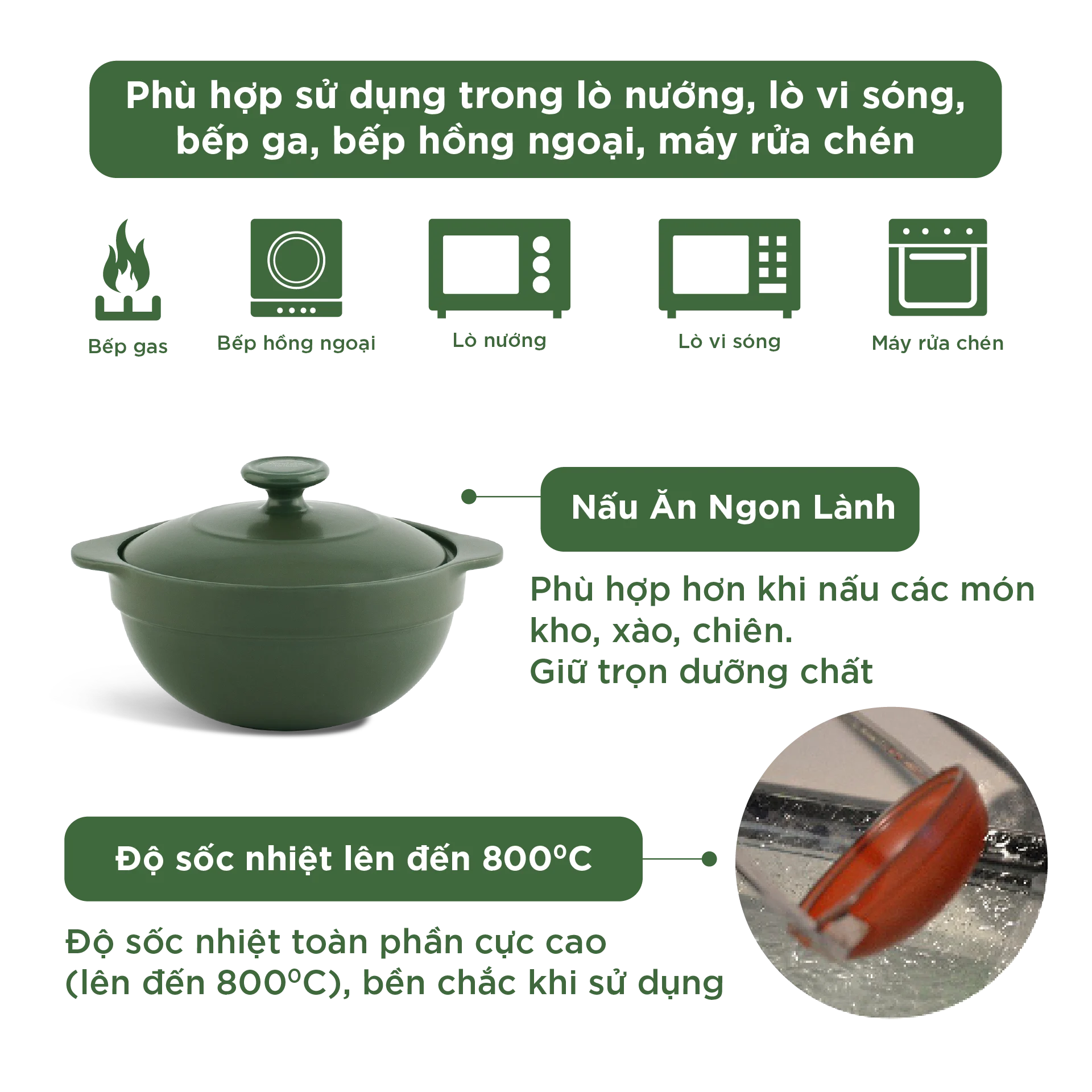 Nồi dưỡng sinh sứ Minh Long Healthycook Luna (Nồi cạn) 0.35 L + nắp