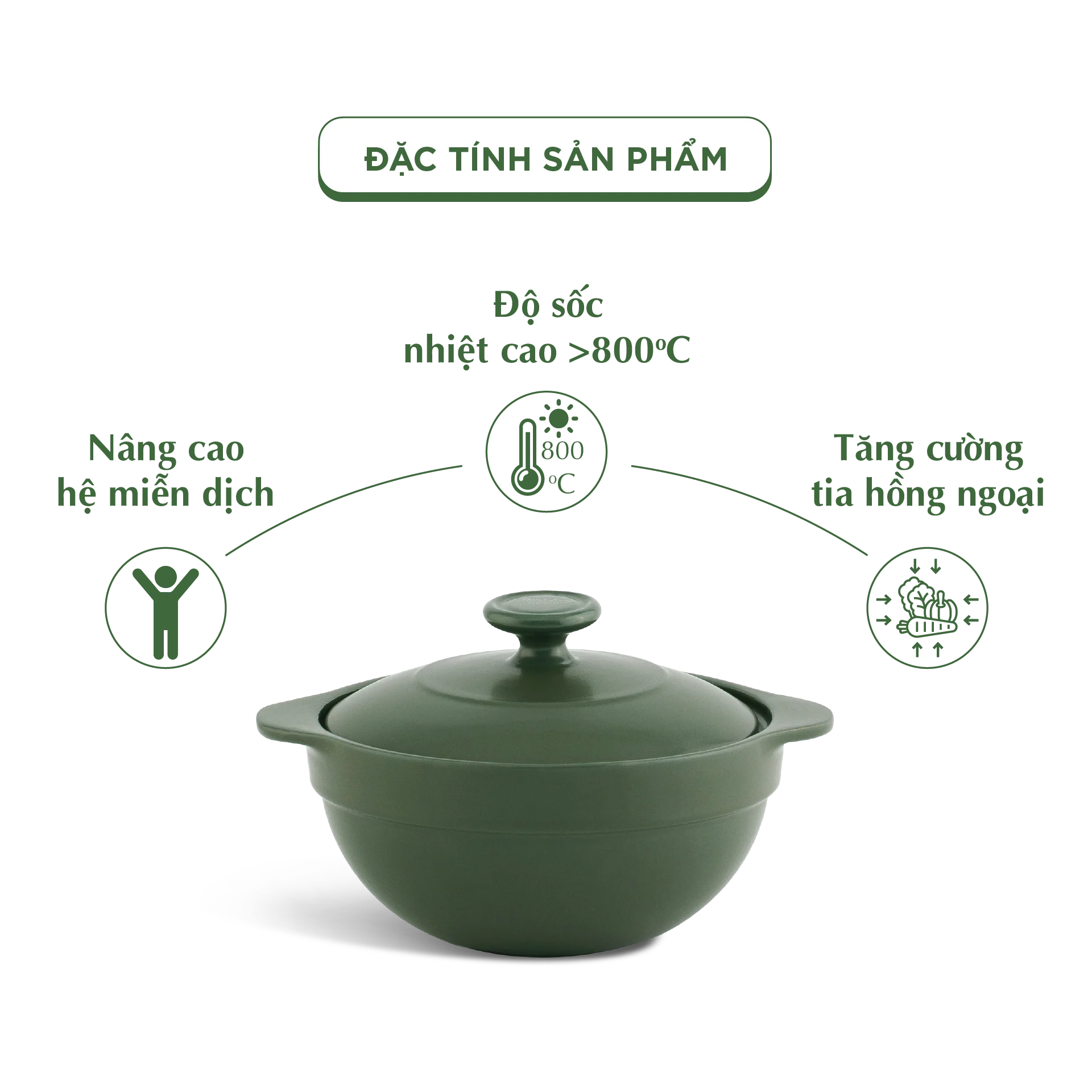Nồi dưỡng sinh sứ Minh Long Healthycook Luna (Nồi cạn) 0.35 L + nắp