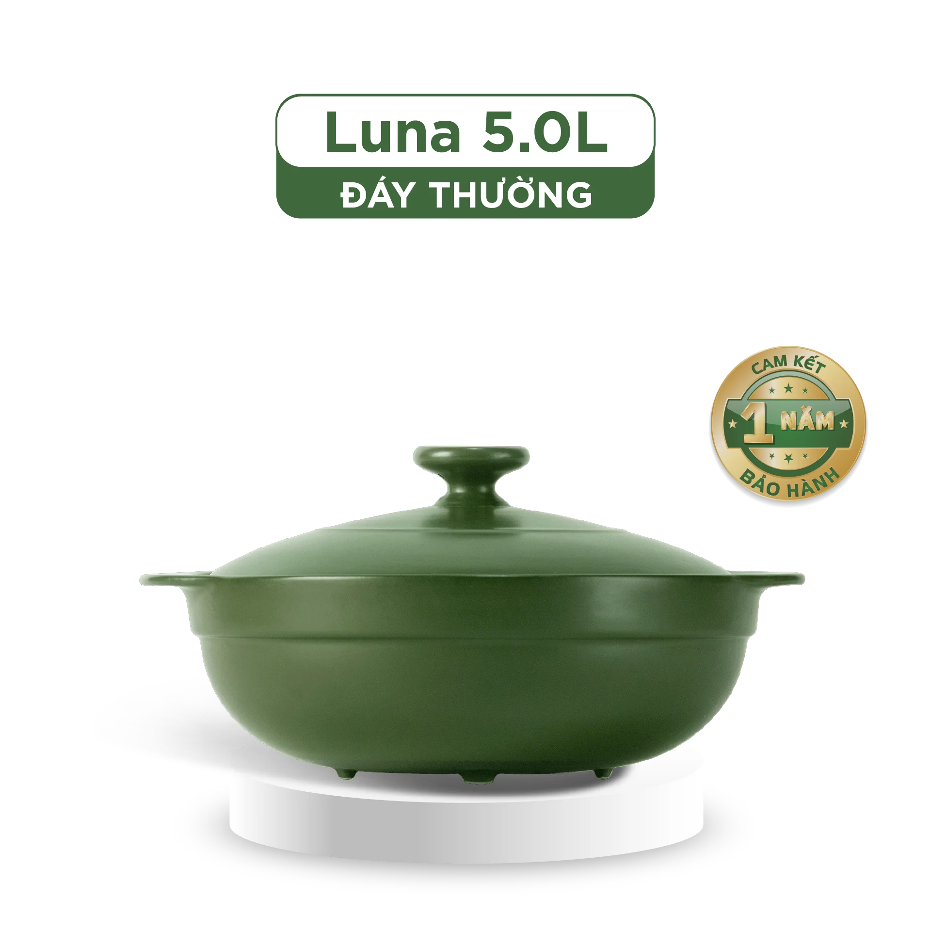 Nồi dưỡng sinh sứ Minh Long Healthycook Luna (Nồi cạn) 5.0 L + nắp
