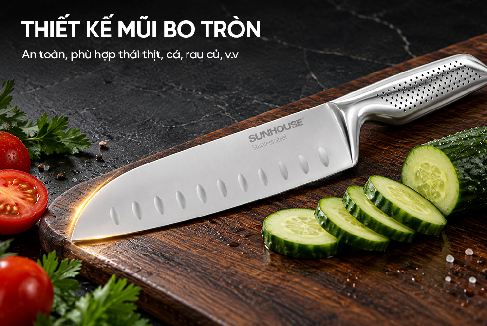 Dao bếp santoku nguyên khối Sunhouse Healthy KS-KN173S1