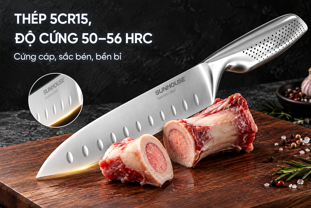 Dao bếp chef nguyên khối Sunhouse Healthy KS-KN203C1