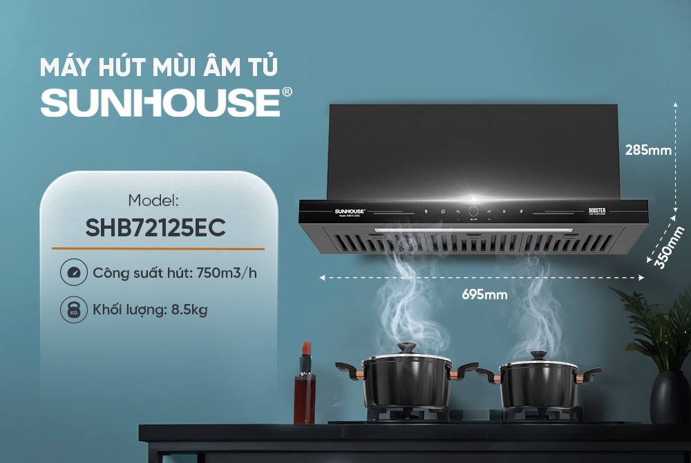 Máy hút mùi âm tủ Sunhouse SHB72125EC