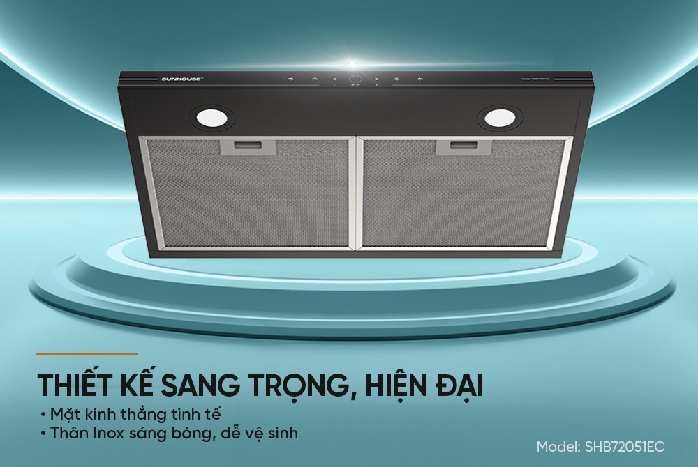Máy hút mùi kính thẳng Sunhouse SHB72051EC