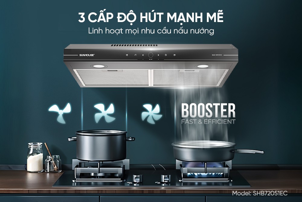 Máy hút mùi kính thẳng Sunhouse SHB72051EC