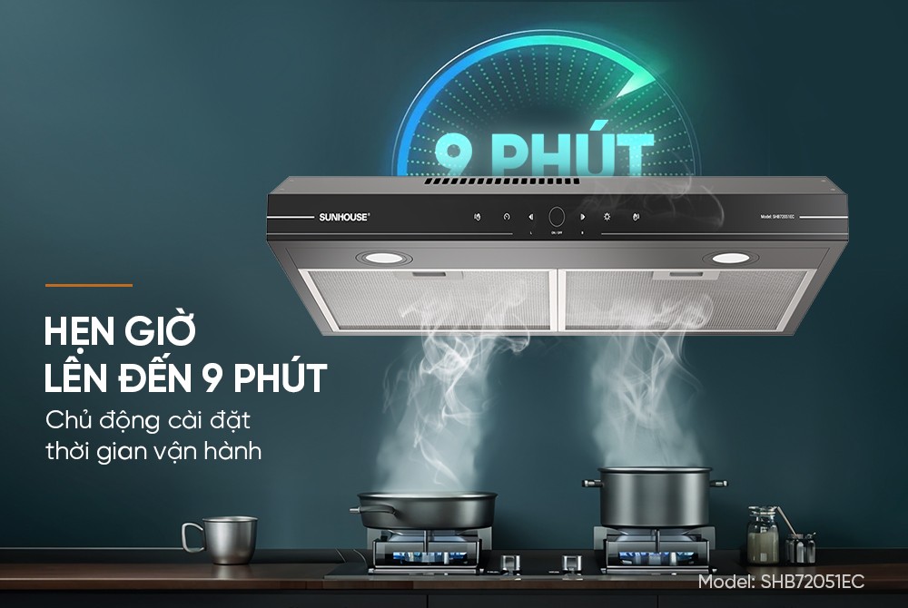 Máy hút mùi kính thẳng Sunhouse SHB72051EC